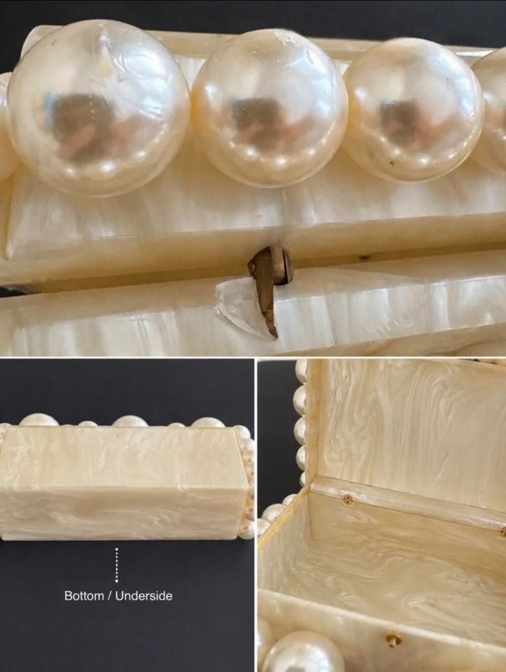 Cult Gaia Women's Ivory Acrylic EOS Beaded Handbag Purse Box (Read Description) - Picture 6 of 10